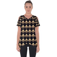 Golden Chess Board Background Cut Out Side Drop Tee by Wegoenart