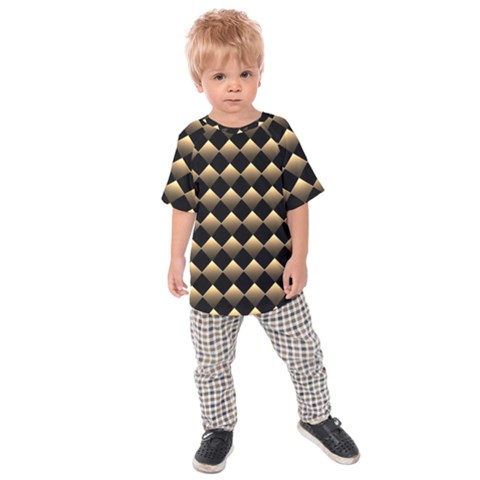 Golden Chess Board Background Kids  Raglan Tee by Wegoenart