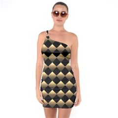 Golden Chess Board Background One Soulder Bodycon Dress by Wegoenart