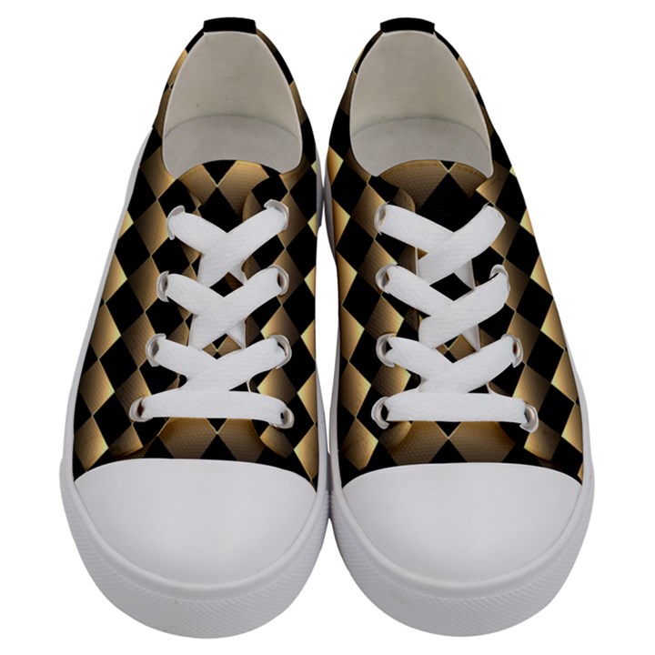 Golden Chess Board Background Kids  Low Top Canvas Sneakers