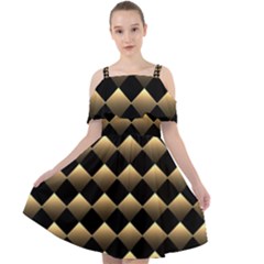 Golden Chess Board Background Cut Out Shoulders Chiffon Dress by Wegoenart