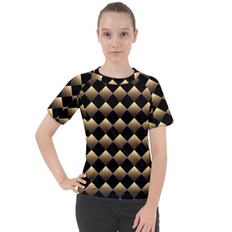 Golden Chess Board Background Women s Sport Raglan Tee by Wegoenart