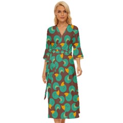 Vector-illustration-seamless-pattern-with-cartoon-duck Midsummer Wrap Dress by Wegoenart