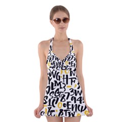 Letters Pattern Halter Dress Swimsuit  by Wegoenart