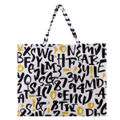 Letters Pattern Zipper Large Tote Bag