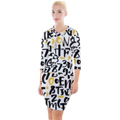 Letters Pattern Quarter Sleeve Hood Bodycon Dress by Wegoenart