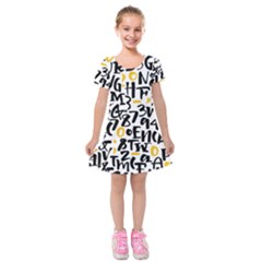 Letters Pattern Kids  Short Sleeve Velvet Dress by Wegoenart