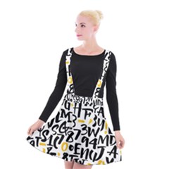 Letters Pattern Suspender Skater Skirt by Wegoenart