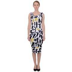 Letters Pattern Sleeveless Pencil Dress by Wegoenart