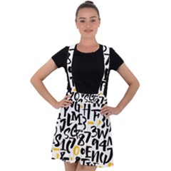 Letters Pattern Velvet Suspender Skater Skirt by Wegoenart