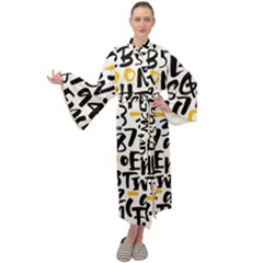 Letters Pattern Maxi Velour Kimono by Wegoenart