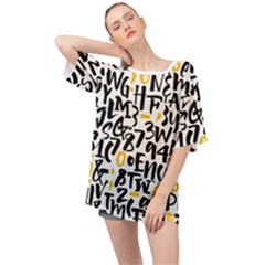 Letters Pattern Oversized Chiffon Top by Wegoenart