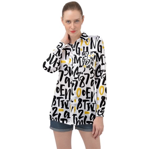 Letters Pattern Long Sleeve Satin Shirt by Wegoenart