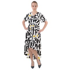 Letters Pattern Front Wrap High Low Dress by Wegoenart