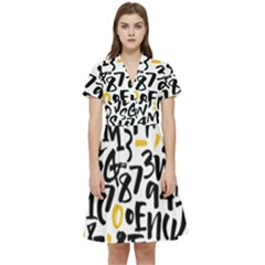 Letters Pattern Short Sleeve Waist Detail Dress by Wegoenart