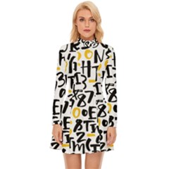 Letters Pattern Long Sleeve Velour Longline Dress