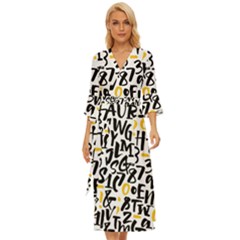 Letters Pattern Midsummer Wrap Dress by Wegoenart