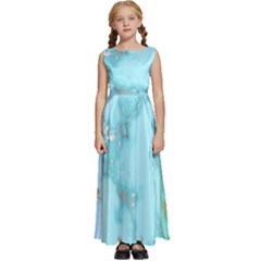 Background-marble-set Kids  Satin Sleeveless Maxi Dress by Wegoenart