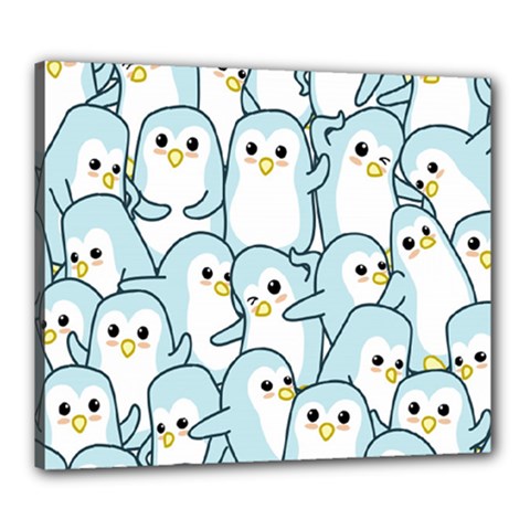 Penguin Pattern Canvas 24  X 20  (stretched) by Wegoenart