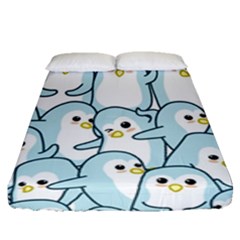 Penguin Pattern Fitted Sheet (queen Size) by Wegoenart