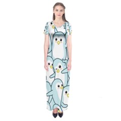 Penguin Pattern Short Sleeve Maxi Dress by Wegoenart