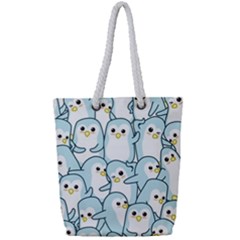 Penguin Pattern Full Print Rope Handle Tote (small) by Wegoenart