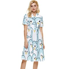 Penguin Pattern Button Top Knee Length Dress by Wegoenart