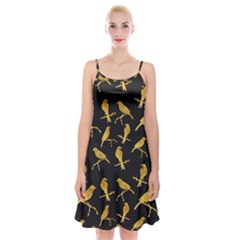 Background-with-golden-birds Spaghetti Strap Velvet Dress