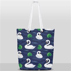 Swan Pattern Elegant Design Full Print Rope Handle Tote (small) by Wegoenart