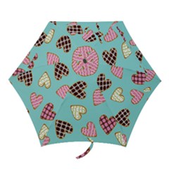 Seamless-pattern-with-heart-shaped-cookies-with-sugar-icing Mini Folding Umbrellas by Wegoenart