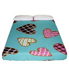 Seamless-pattern-with-heart-shaped-cookies-with-sugar-icing Fitted Sheet (king Size) by Wegoenart