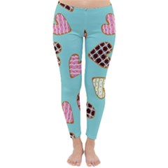 Seamless-pattern-with-heart-shaped-cookies-with-sugar-icing Classic Winter Leggings by Wegoenart