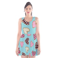 Seamless-pattern-with-heart-shaped-cookies-with-sugar-icing Scoop Neck Skater Dress by Wegoenart