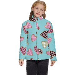 Seamless-pattern-with-heart-shaped-cookies-with-sugar-icing Kids  Puffer Bubble Jacket Coat by Wegoenart