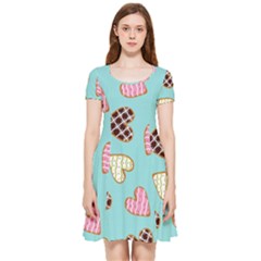 Seamless-pattern-with-heart-shaped-cookies-with-sugar-icing Inside Out Cap Sleeve Dress by Wegoenart