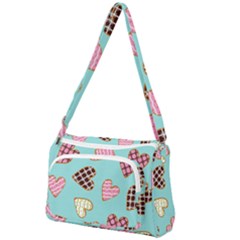 Seamless-pattern-with-heart-shaped-cookies-with-sugar-icing Front Pocket Crossbody Bag