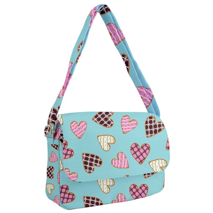 Seamless-pattern-with-heart-shaped-cookies-with-sugar-icing Courier Bag