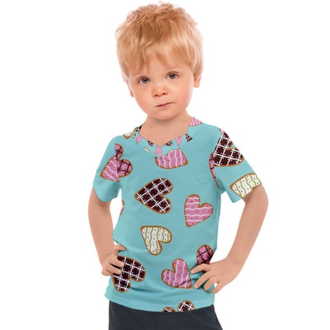 Seamless-pattern-with-heart-shaped-cookies-with-sugar-icing Kids  Sports Tee by Wegoenart