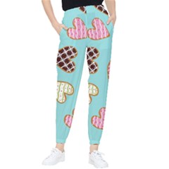 Seamless-pattern-with-heart-shaped-cookies-with-sugar-icing Tapered Pants by Wegoenart