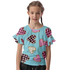 Seamless-pattern-with-heart-shaped-cookies-with-sugar-icing Kids  Cut Out Flutter Sleeves by Wegoenart