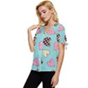 Seamless-pattern-with-heart-shaped-cookies-with-sugar-icing Bow Sleeve Button Up Top View2