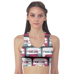 Music Symbol Rock Seamless Pattern Sports Bra by Wegoenart