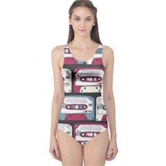 Music Symbol Rock Seamless Pattern One Piece Swimsuit by Wegoenart