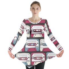 Music Symbol Rock Seamless Pattern Long Sleeve Tunic  by Wegoenart