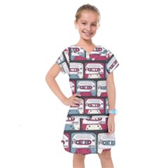 Music Symbol Rock Seamless Pattern Kids  Drop Waist Dress by Wegoenart