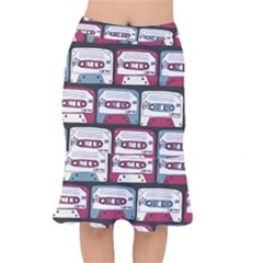 Music Symbol Rock Seamless Pattern Short Mermaid Skirt by Wegoenart