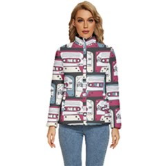 Music Symbol Rock Seamless Pattern Women s Puffer Bubble Jacket Coat by Wegoenart