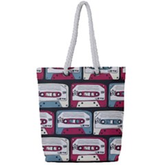 Music Symbol Rock Seamless Pattern Full Print Rope Handle Tote (small) by Wegoenart