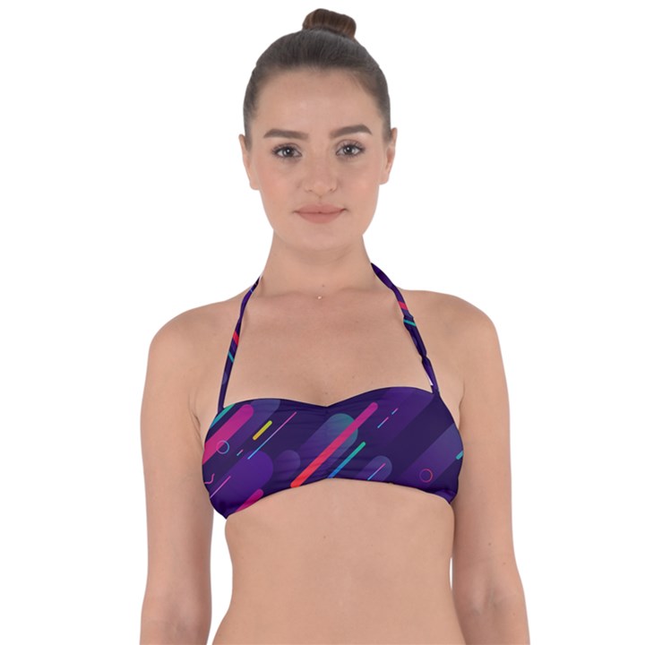 Colorful-abstract-background Halter Bandeau Bikini Top