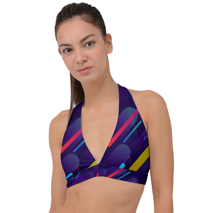 Colorful-abstract-background Halter Plunge Bikini Top